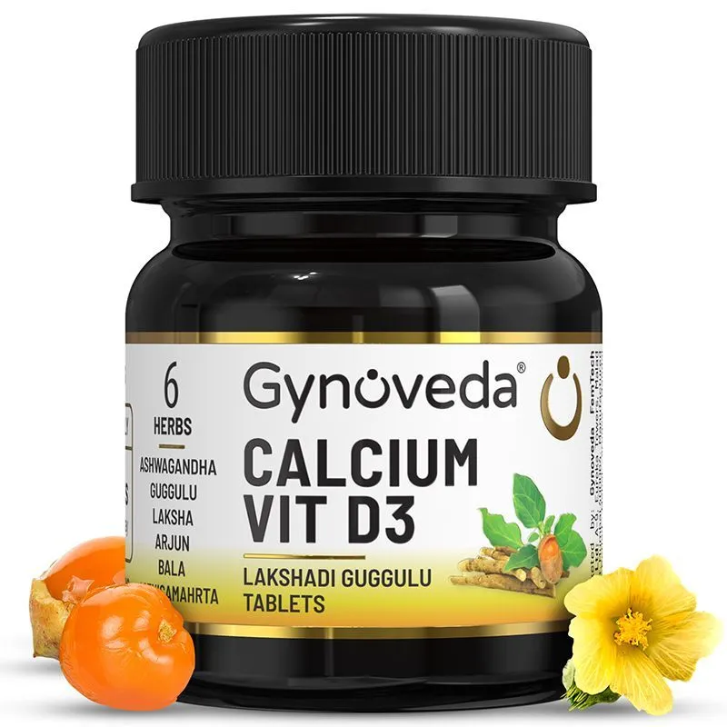 Gynoveda Calcium Vitamin D3 Ayurvedic Tablets With Magnesium, Strong Healthy Bones & Joints