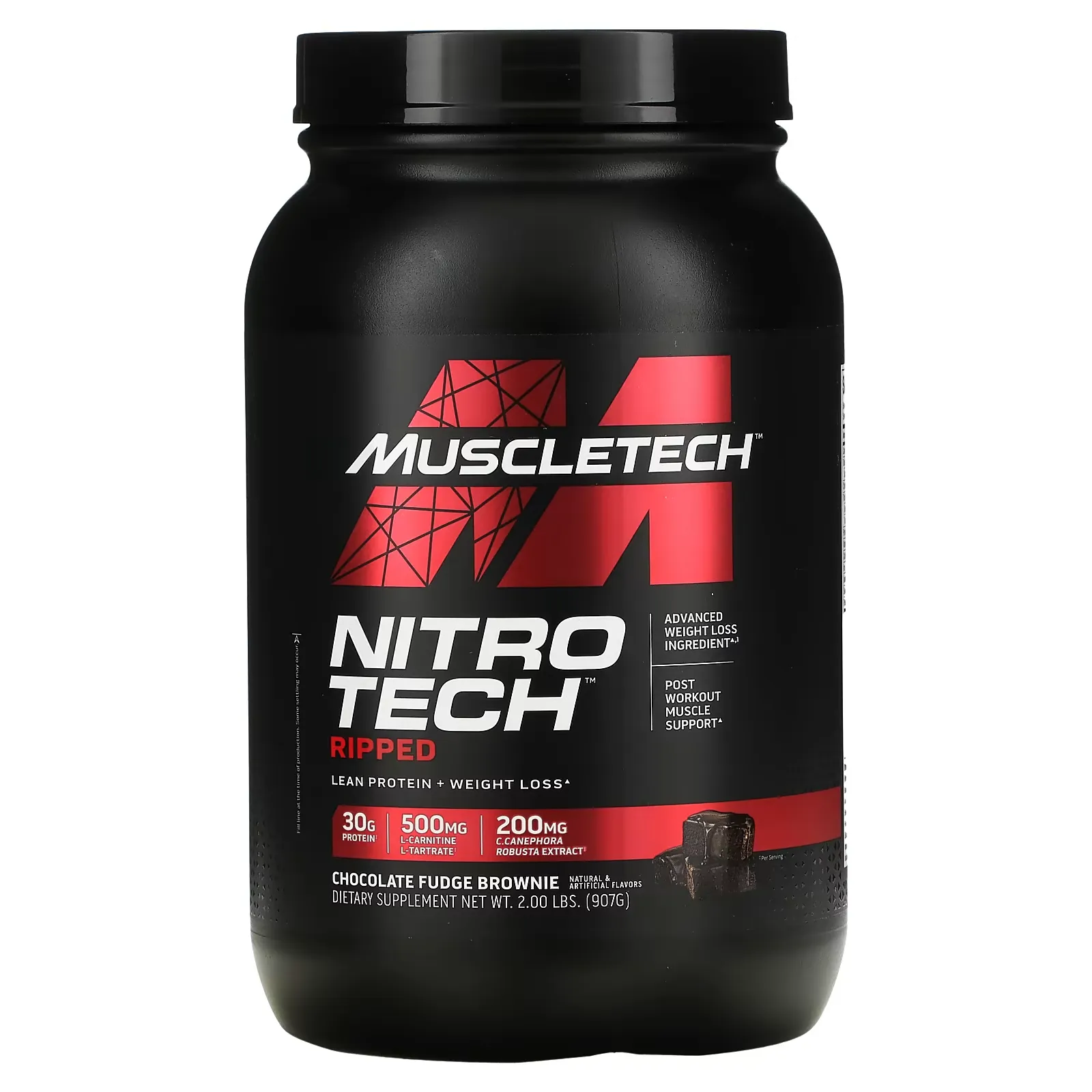 Nitro Tech Ripped, Lean Protein + Weight Loss, Chocolate Fudge Brownie, 2 lbs (907 g)