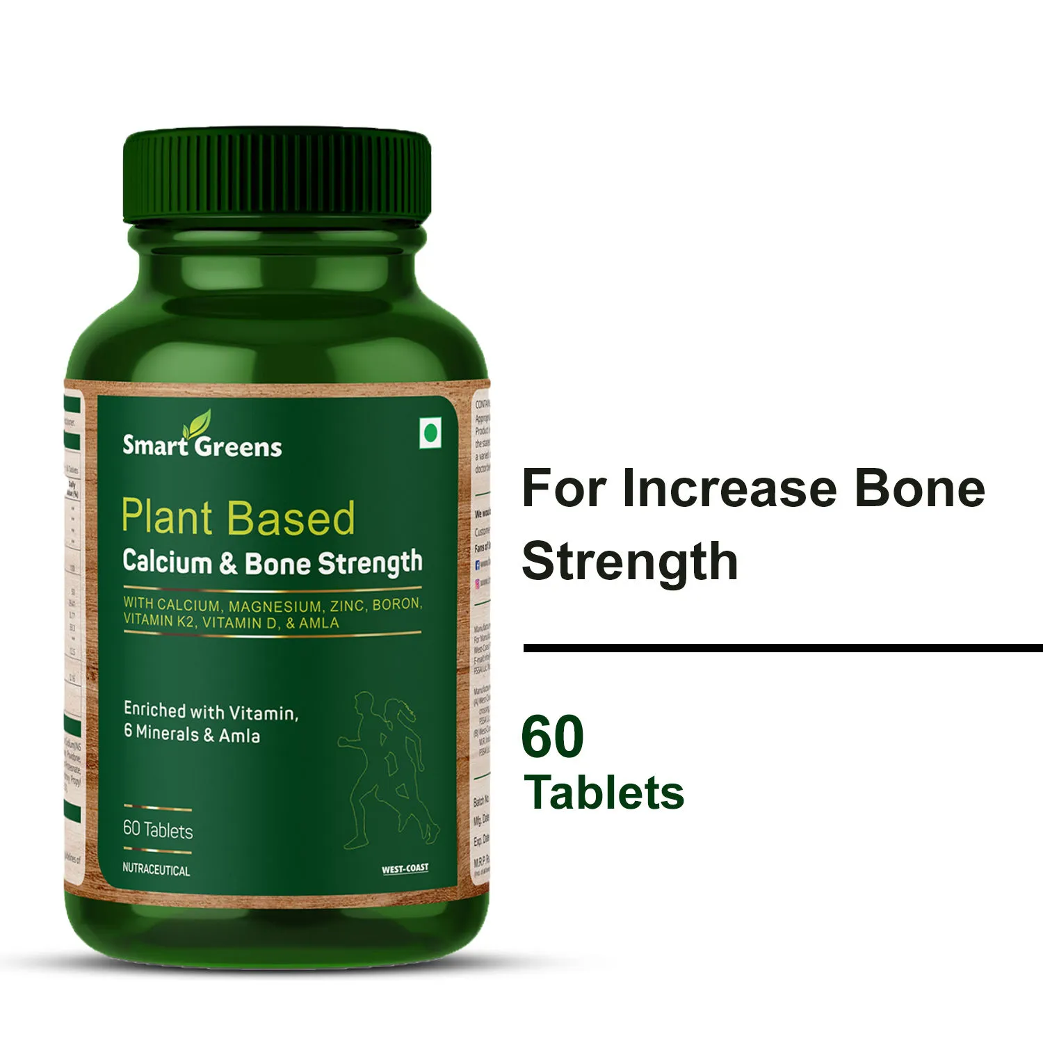 Smart Greens Plant Based Calcium & Bone Strength Tablets