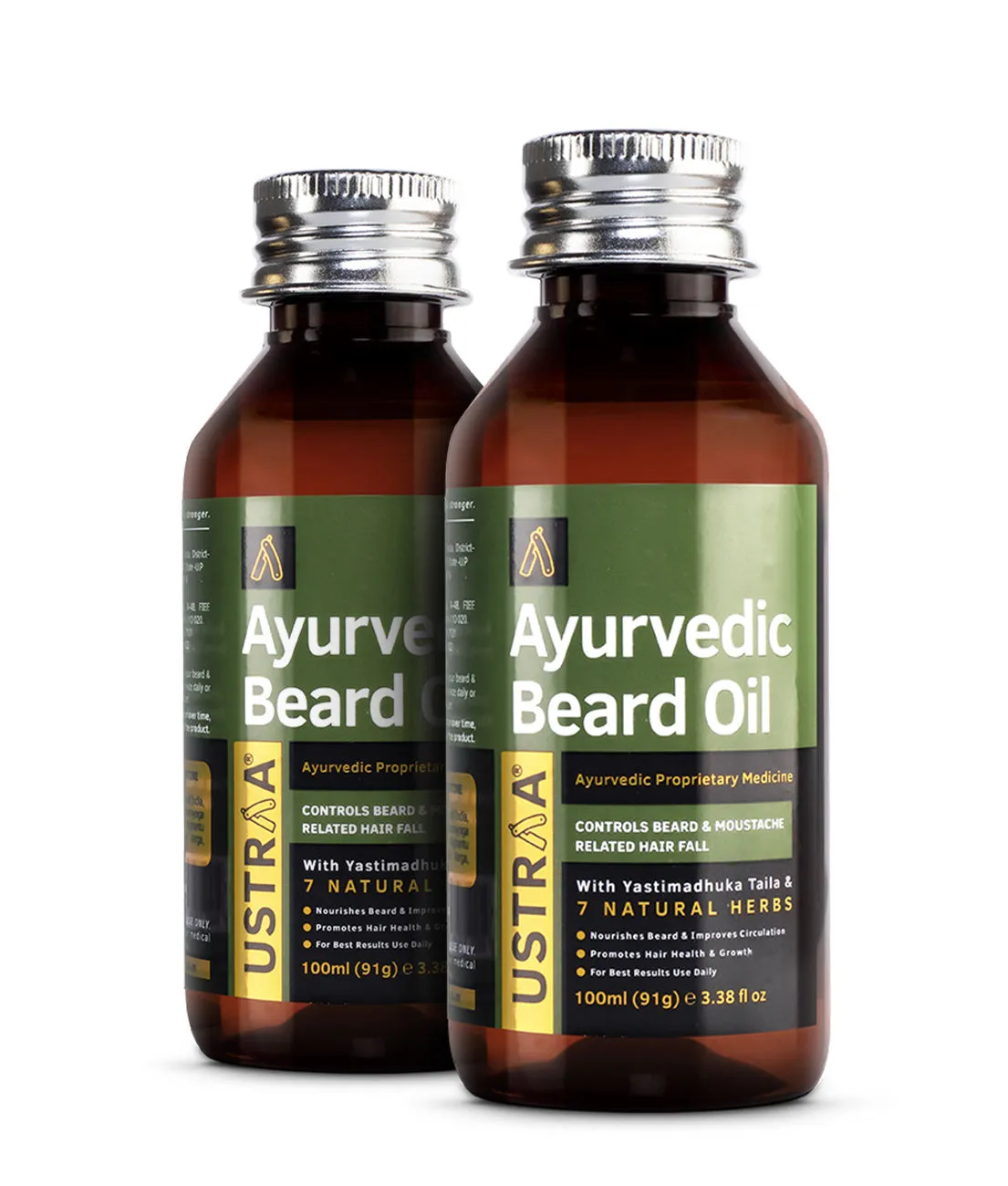 Ustraa Ayurvedic Beard Growth Oil Set Of 2