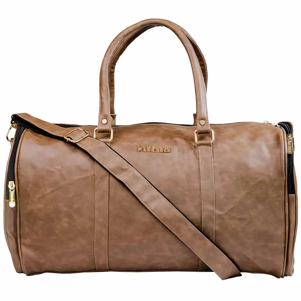 Man Arden PVC Leather Travel Duffle Bag,  Pantone Tan