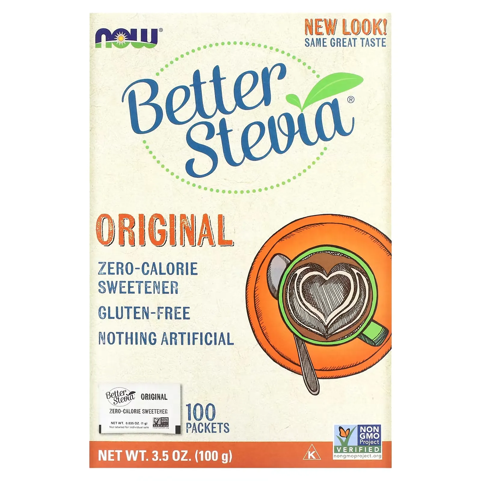 Better Stevia, Zero-Calorie Sweetener, Original, 100 Packets, 3.5 oz (100 g)