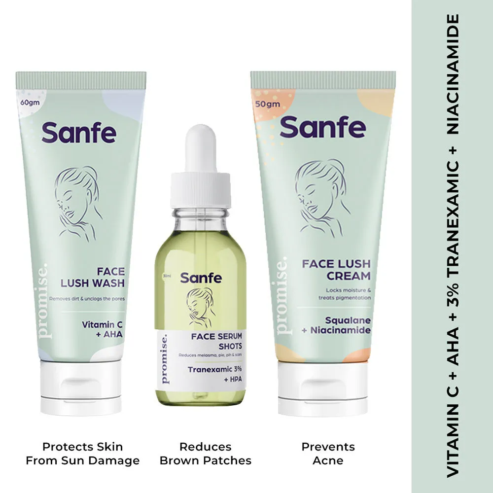 Sanfe Glowing Skin Combo - Face wash, Serum & Cream