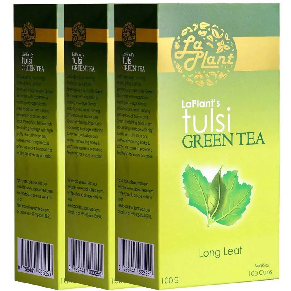 Laplant Tulsi Green Tea Long Leaf,  100 g  Tulsi(Pack of 3)