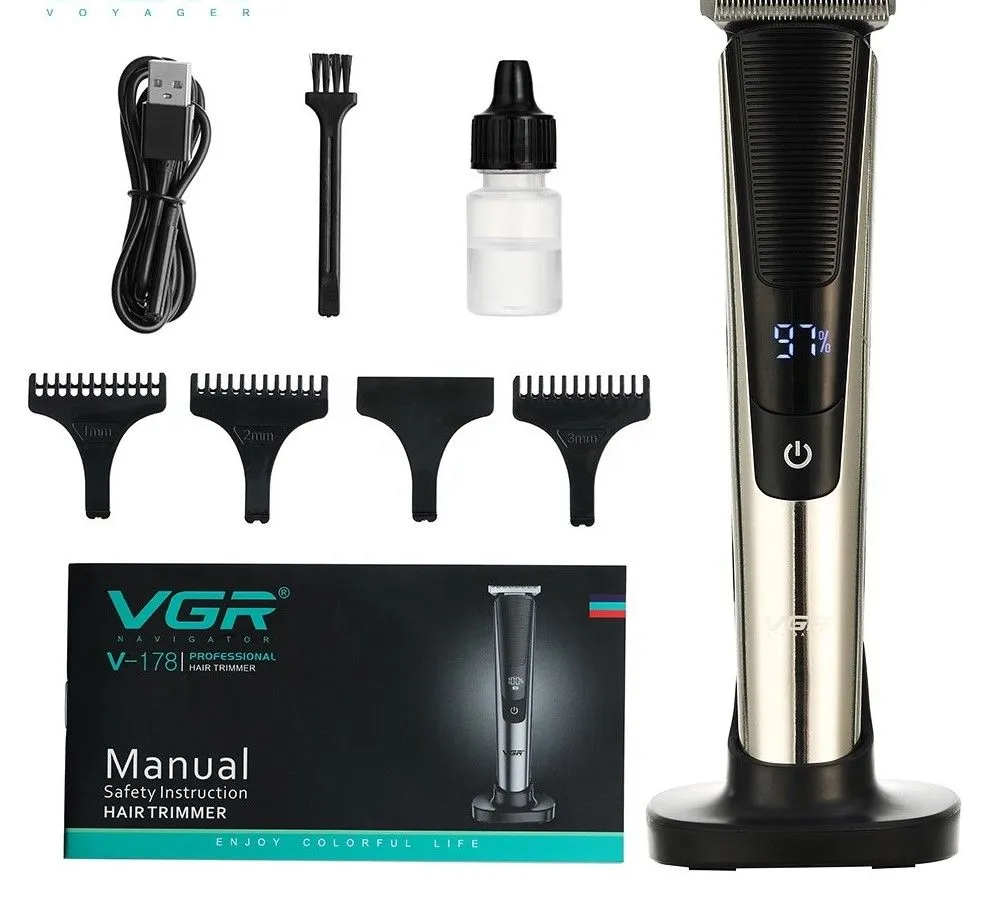 VGR V-178 Digital Display 120 Mins Runtime 600 Mah Li-Ion Battery Fast Charge Hair Clipper/Trimmer