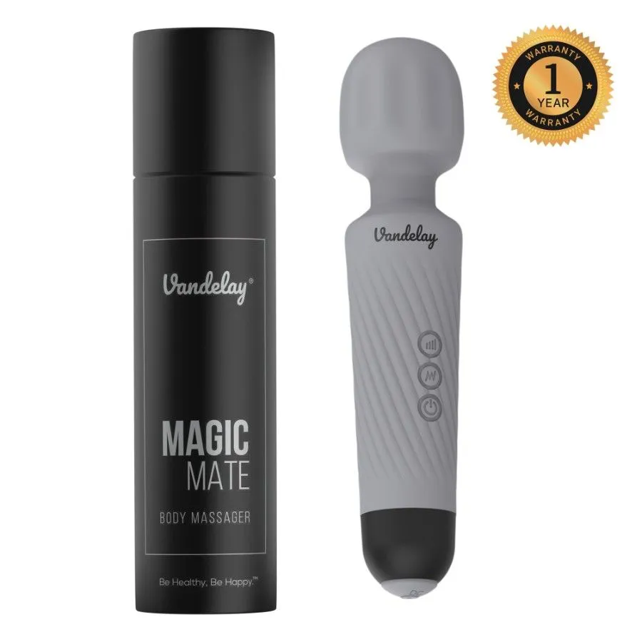 Vandelay Magic Mate-rechargeable Personal Body Massager For Women & Men - Waterproof(Smokey Grey)