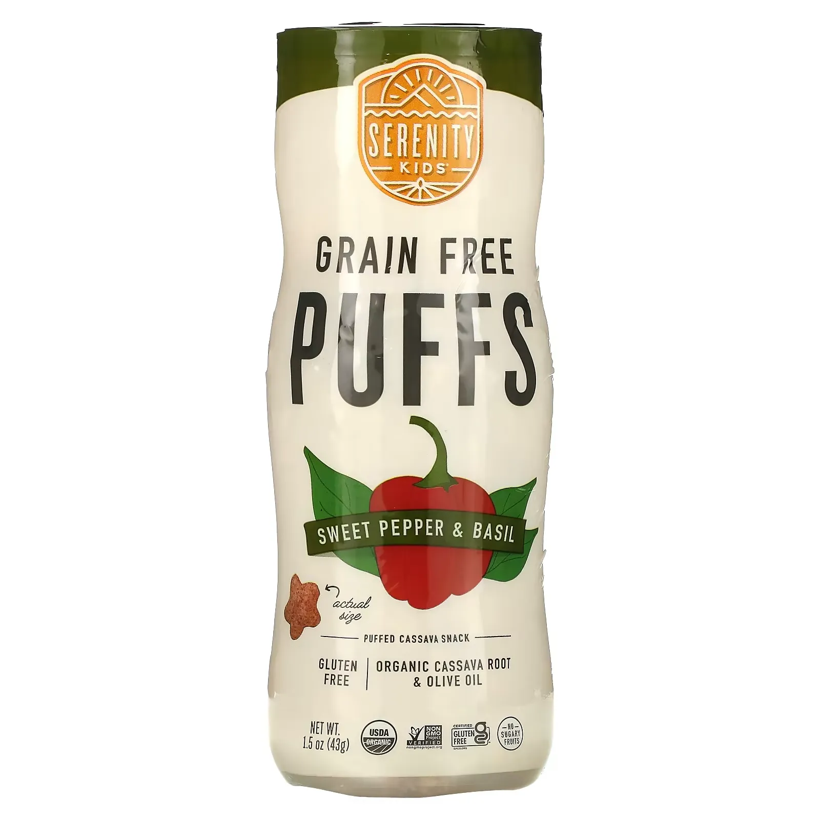 Grain Free Puffs, Sweet Pepper & Basil, 1.5 oz (43 g)