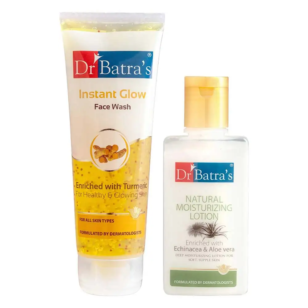 Dr Batra's Instant Glow Face Wash & Natural Moisturising Lotion Combo,  2 Piece(s)/Pack  for All Skin Types