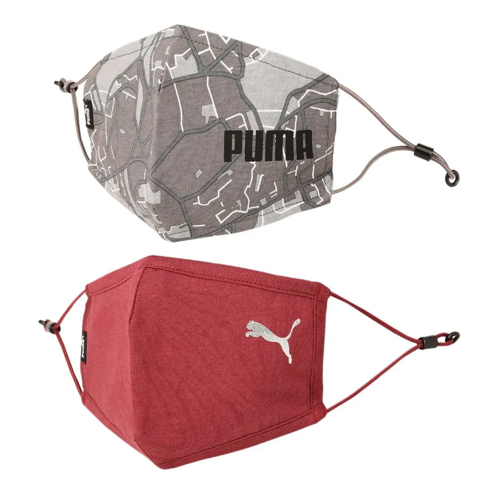 Puma Classicaop Unisex Red Face Mask In (set Of 2)