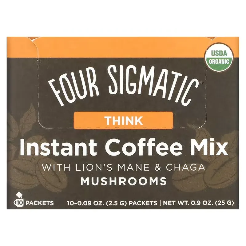 Mushrooms Instant Coffee Mix with Lion's Mane & Chaga, Think, 10 Packets, 0.09 oz (2.5 g) Each