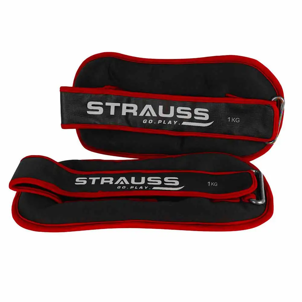 Strauss Round Shape Ankle Weight (Pair),  Red  1 kg