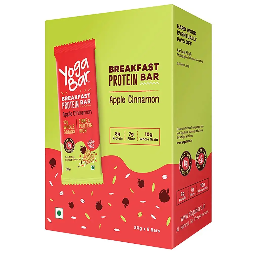 Yogabar Breakfast Protein Bar,  6 Piece(s)/Pack  Apple Cinnamon