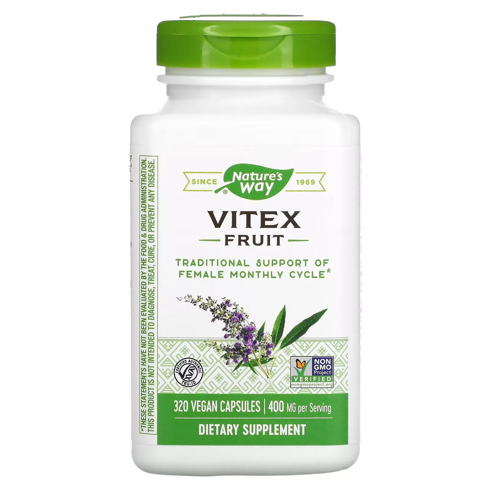 Vitex Fruit, 400 mg, 320 Vegan Capsules