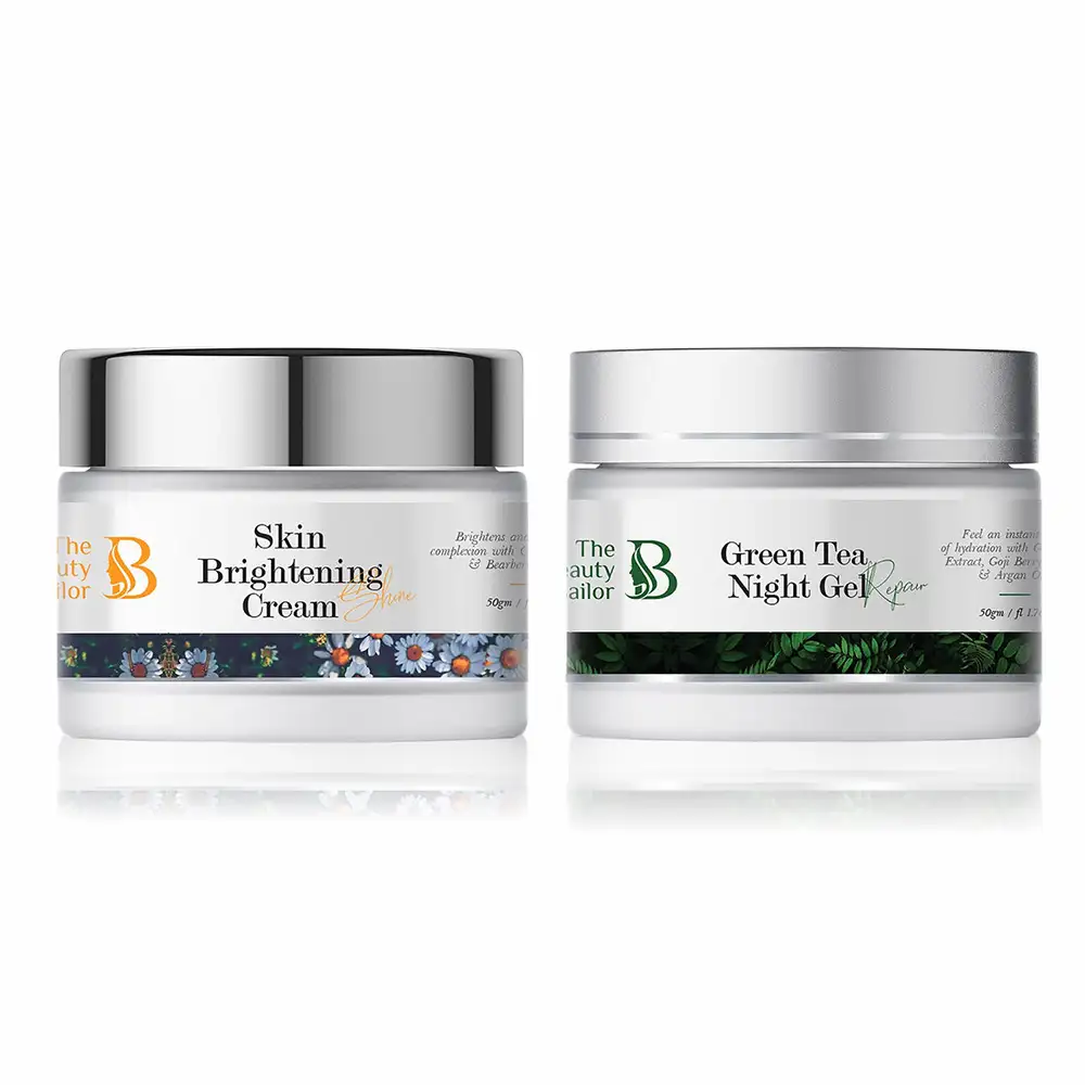 The Beauty Sailor Skin Brightening Cream 50 g & Green Tea Night Gel Combo,  50 g  for All Skin Type