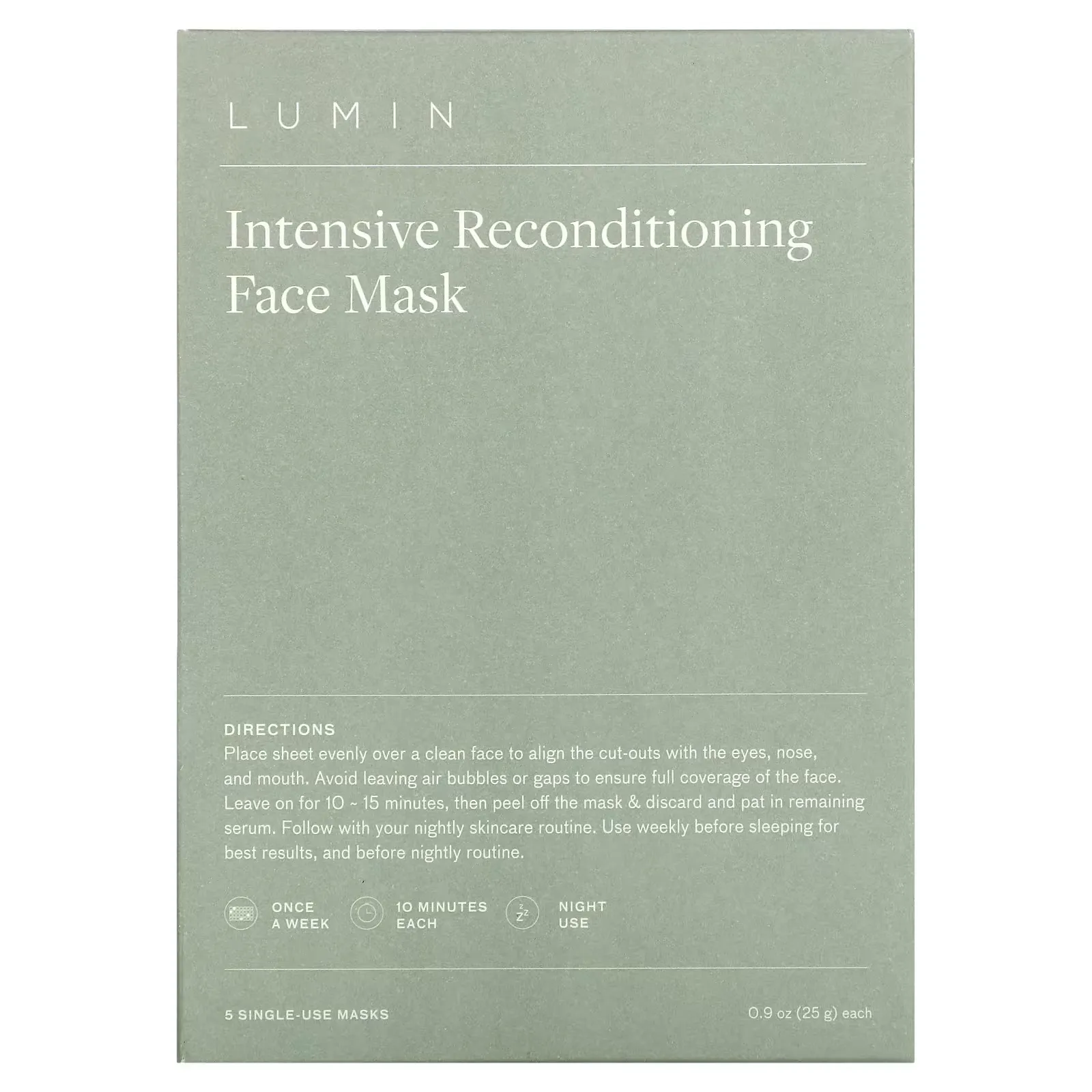 Intensive Reconditioning Beauty Face Mask, 5 Single-Use Masks, 0.9 oz (25 g) Each