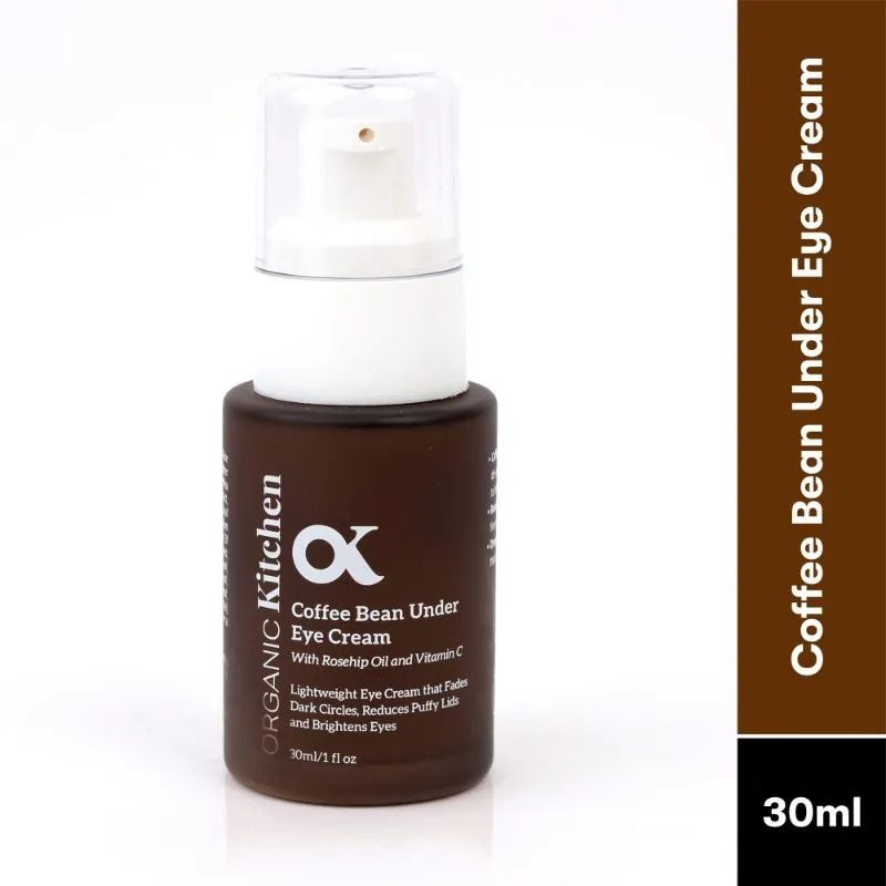 Organic Kitchen Coffee Bean Under Eye Cream With Rosehip, Vitamin C For Dark Circles & Puffiness