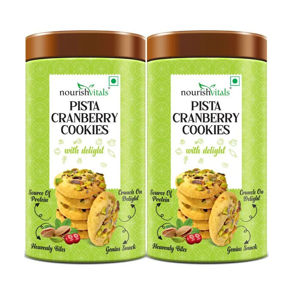 Nourish Vitals Pista Cranberry Cookies - Pack Of 2