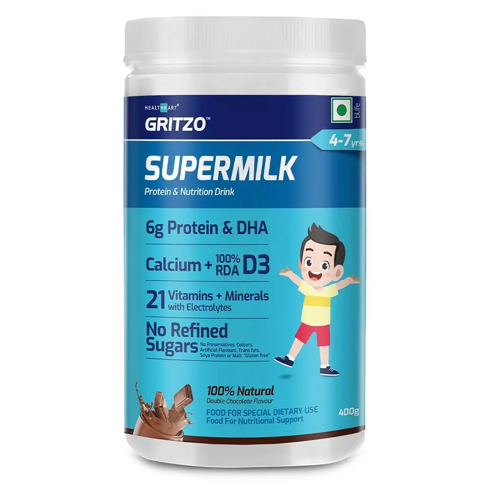 Gritzo SuperMilk Protein & Nutrition Drink Mix 4-7 yrs,  400 g  Double Chocolate