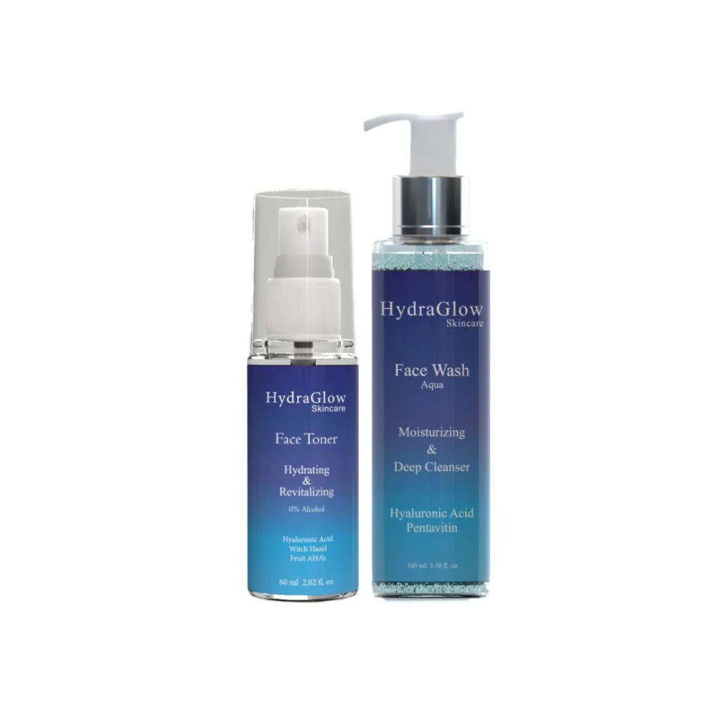 HydraGlow Hydrating Daily Care Cleansing Toning Combo - Face Toner & Face Wash Gel