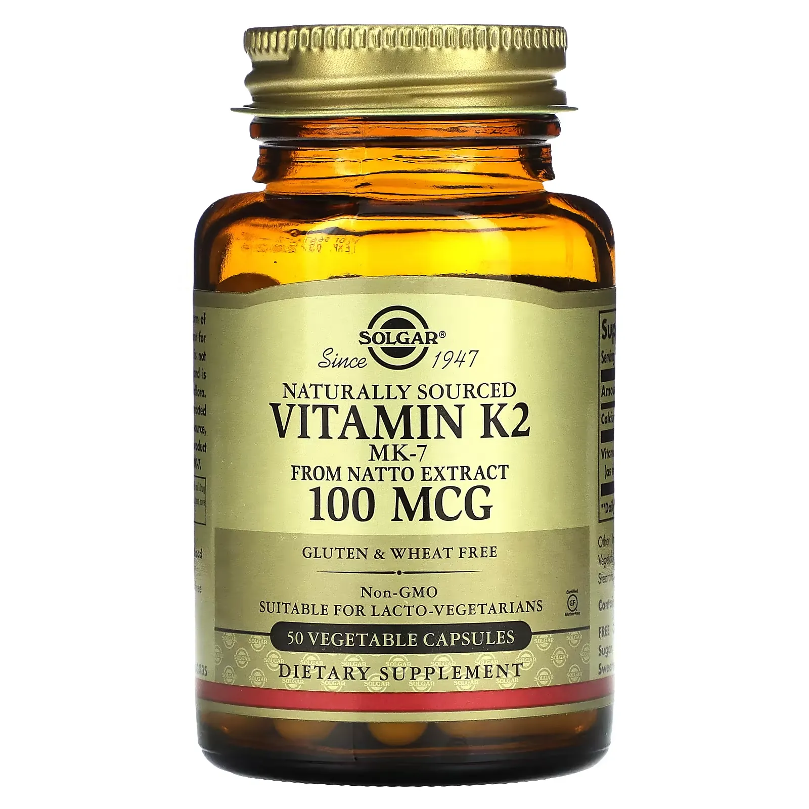 Naturally Sourced Vitamin K2, 100 mcg, 50 Vegetable Capsules