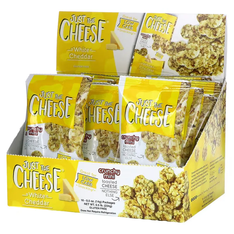 Crunchy Mini Toasted Cheese, White Cheddar, 16 Packages, 0.5 oz ( 14 g) Each