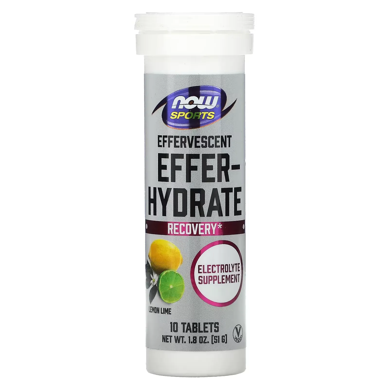 Sports, Effer-Hydrate, Lemon Lime, 10 Tablets, 1.8 oz (51 g)