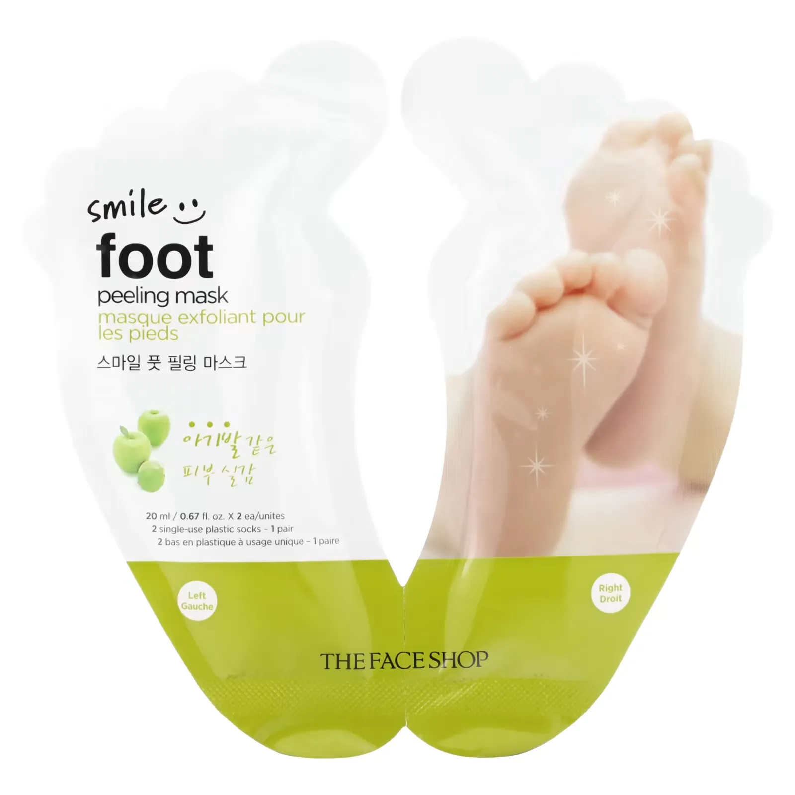 Smile Foot Peeling Mask, 1 Pair, 0.67 fl oz (20 ml) Each