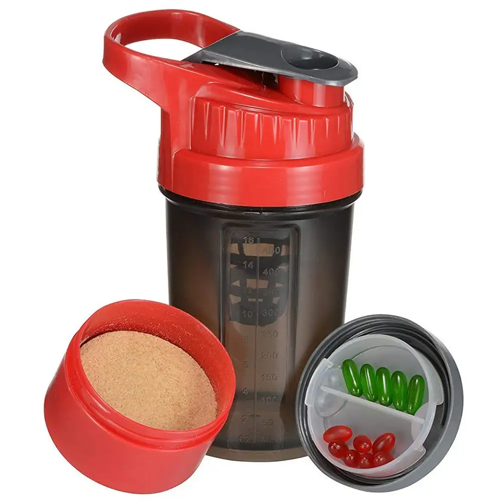 Greenbee Protein Shaker,  Black and Red  450 ml