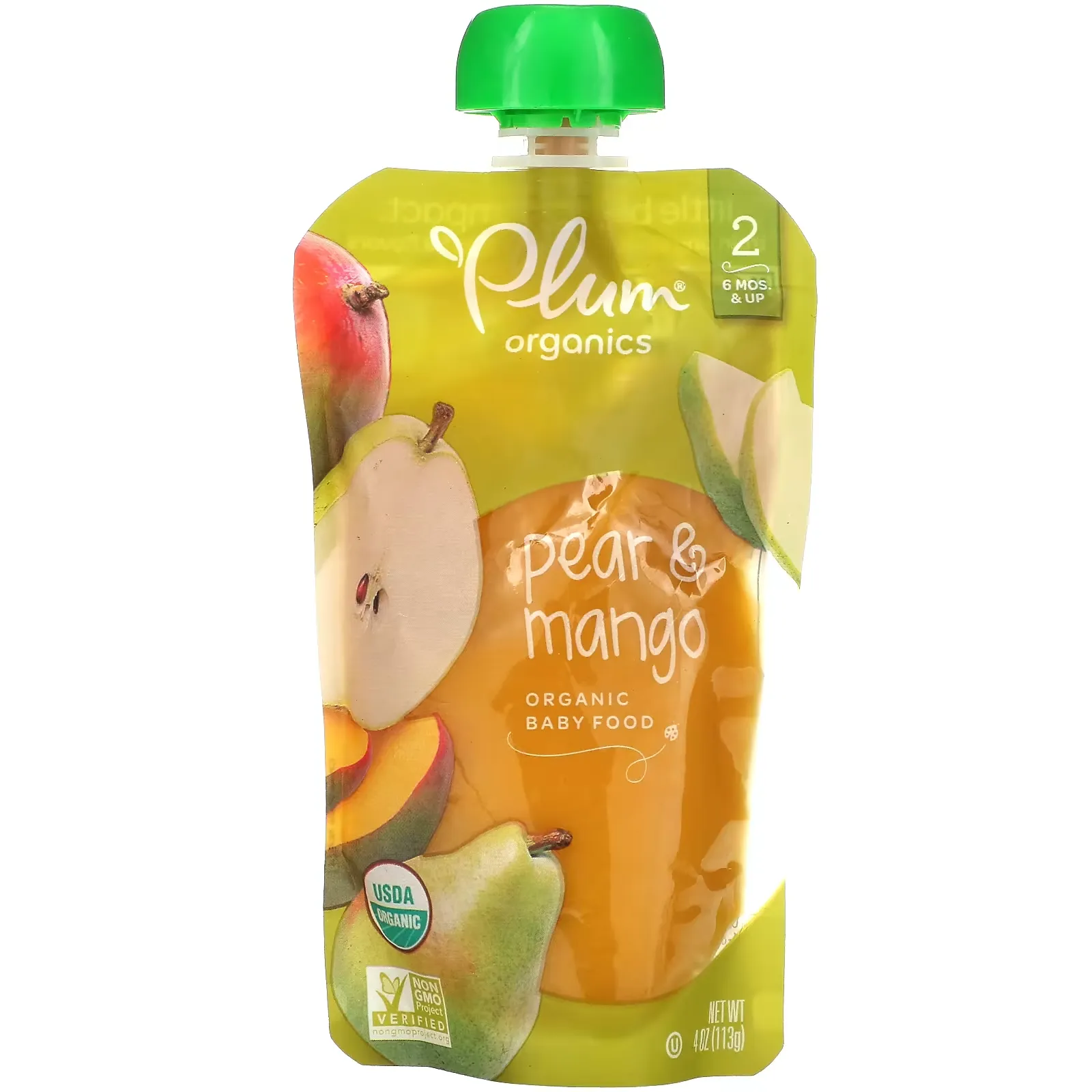 Organic Baby Food, 6 Mos & Up, Pear & Mango, 4 oz (113 g)