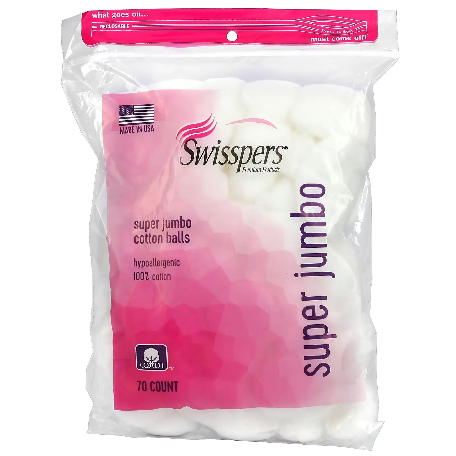 Super Jumbo Cotton Balls, 70 Count