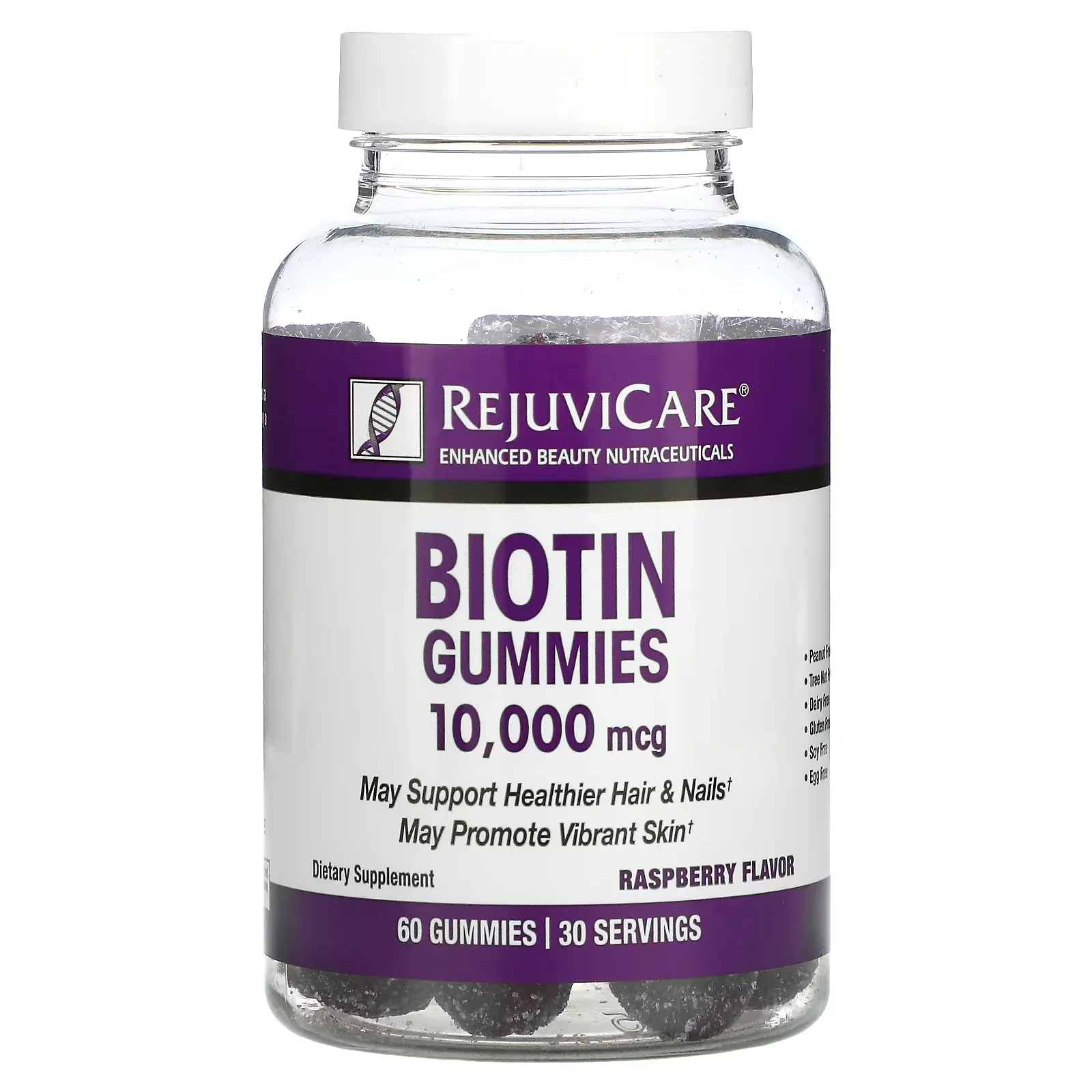 Biotin Gummies, Raspberry, 10,000 mcg, 60 Gummies