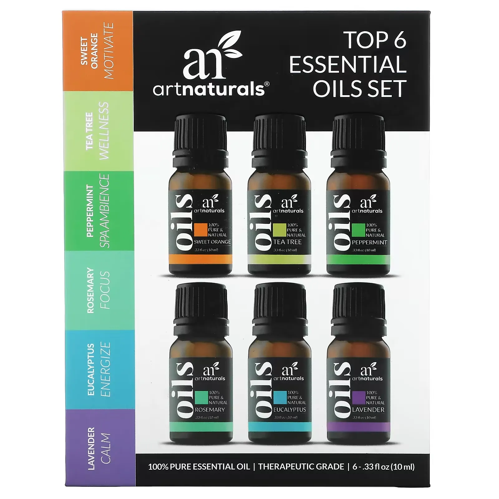 Top 6 Essential Oils Set, 6 Piece Set, .33 fl oz (10 ml) Each