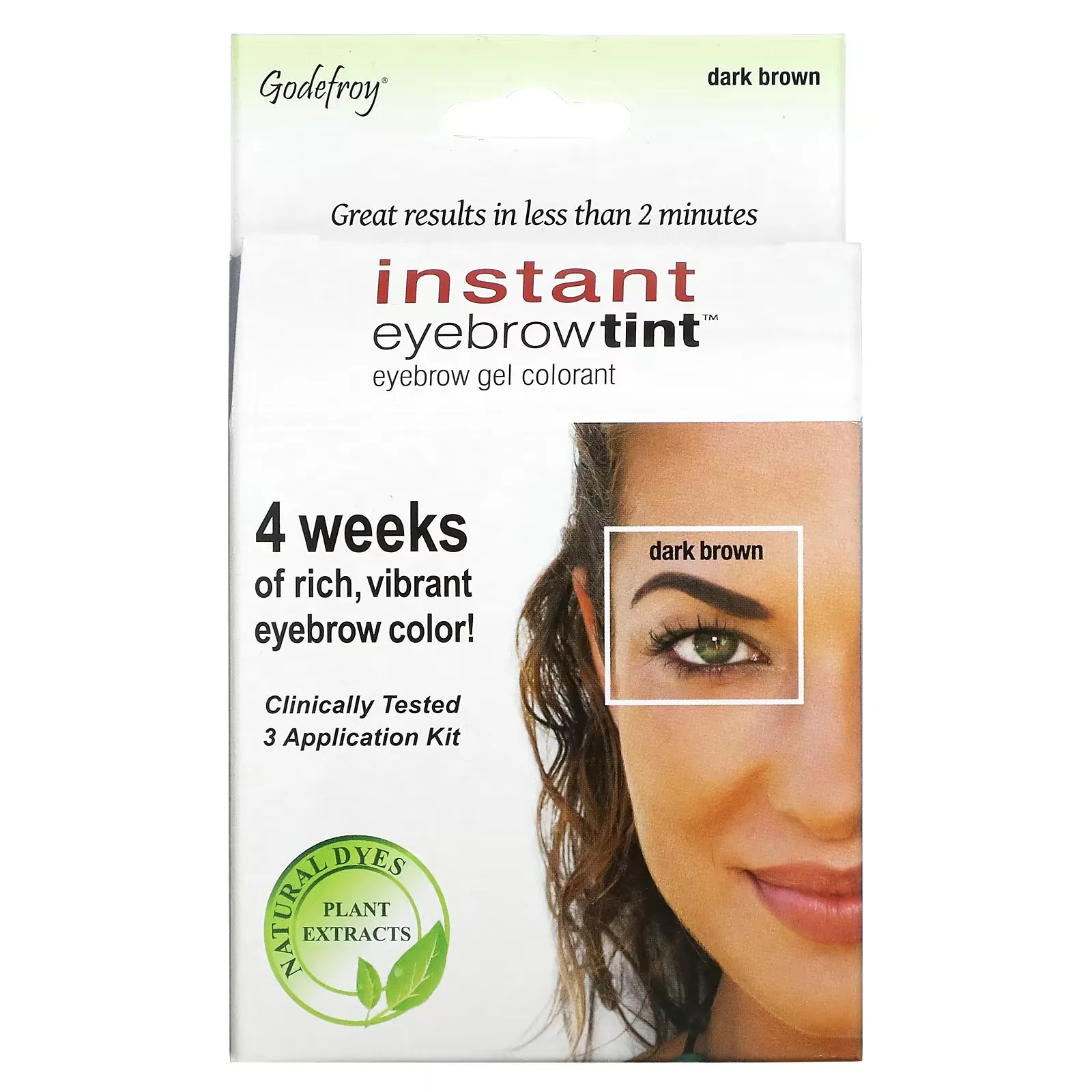 Instant Eyebrow Tint, Dark Brown, 3 Application Kit