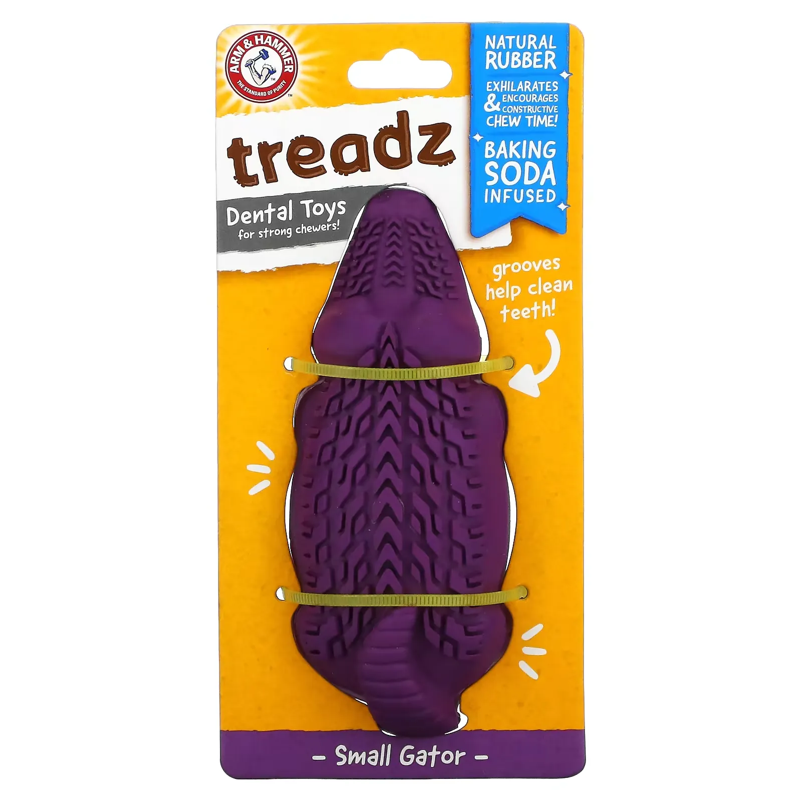 Treadz, Dental Toys for Strong Chewers, Small Gator, 1 Toy