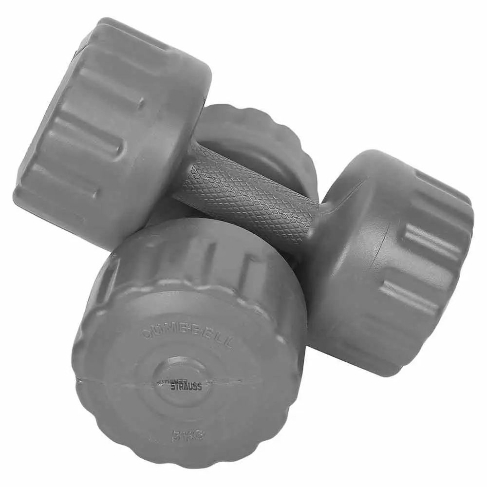 Strauss PVC Dumbbell Set,  Grey  5 kg