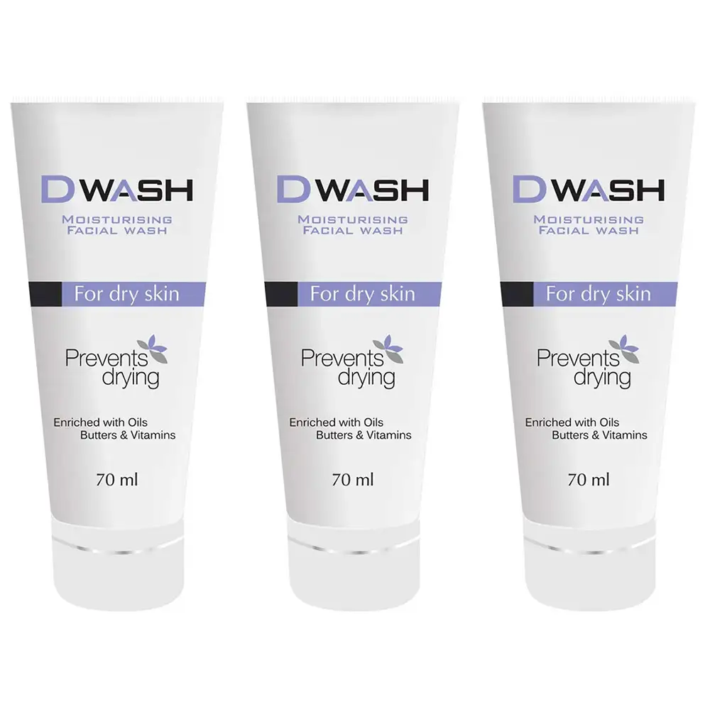 Dwash Moisturising Facial Wash,  70 ml  for Dry Skin (Pack of 3)