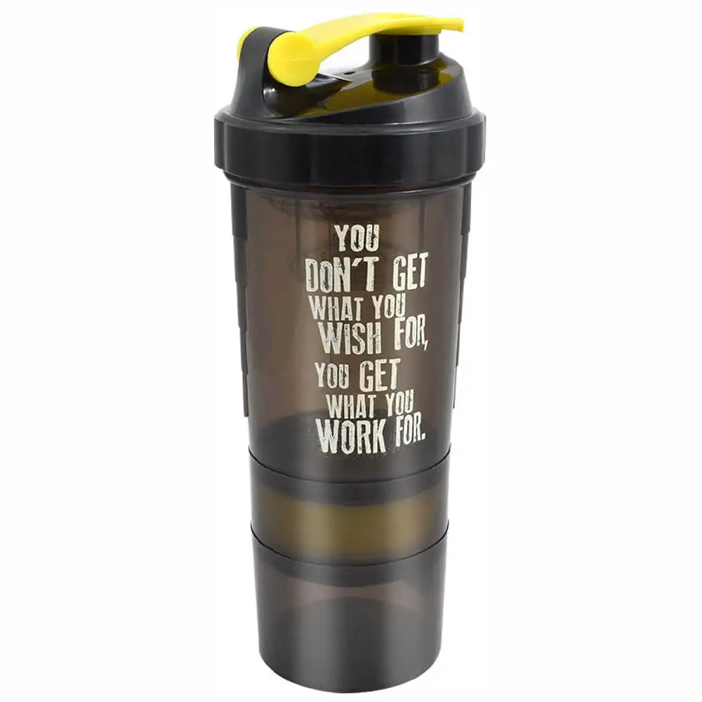 Greenbee Protein Shaker,  Yellow Black (Pill Container)  500 ml