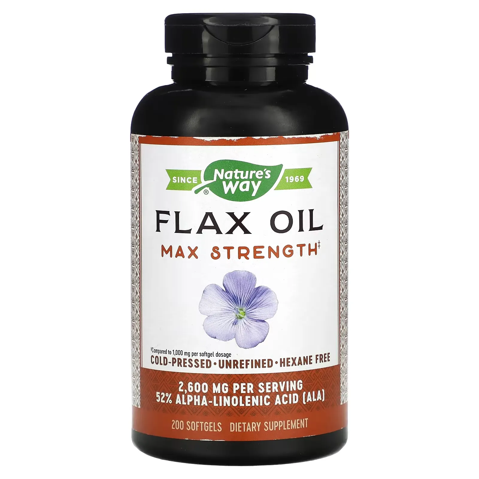 Flax Oil, Max Strength, 1,300 mg, 200 Softgels