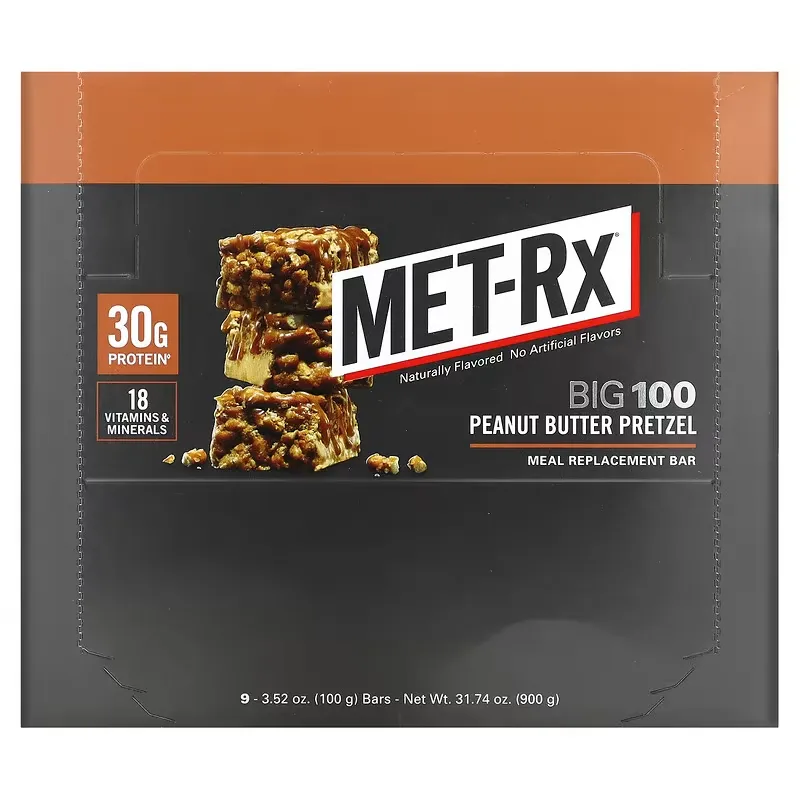 Big 100, Meal Replacement Bar, Peanut Butter Pretzel, 9 Bars, 3.52 oz (100 g) Each