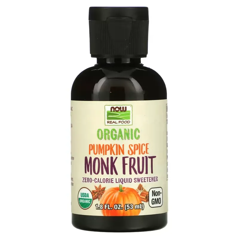 Real Food, Organic Monk Fruit, Zero-Calorie Liquid Sweetener, Pumpkin Spice, 1.8 fl oz (53 ml)