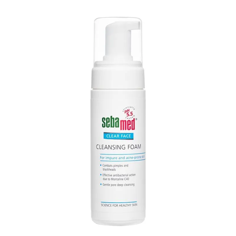 Sebamed Clear Face Foam, PH 5.5, Acne, Pimples & Blackheads, Montaline C40, Gentle Deep Cleanser