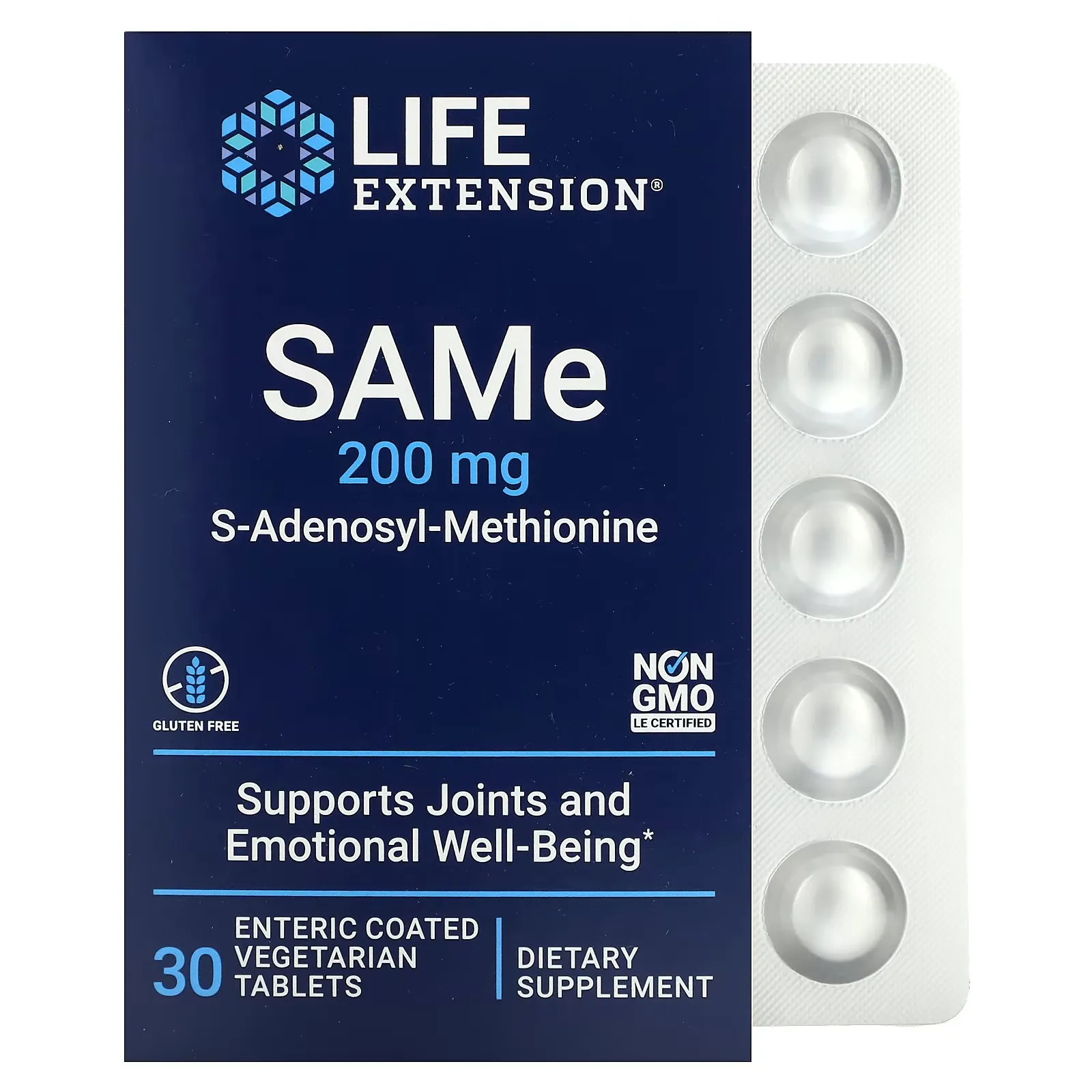 SAMe S-Adenosyl-Methionine, 200 mg, 30 Enteric Coated Vegetarian Tablets