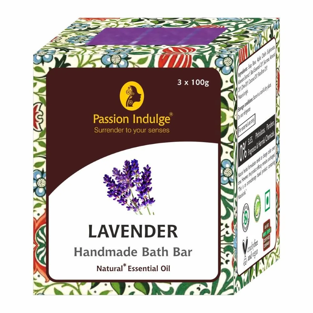 Passion Indulge Natural Handmade Bath Bar Soap - Lavender (Pack of 3)