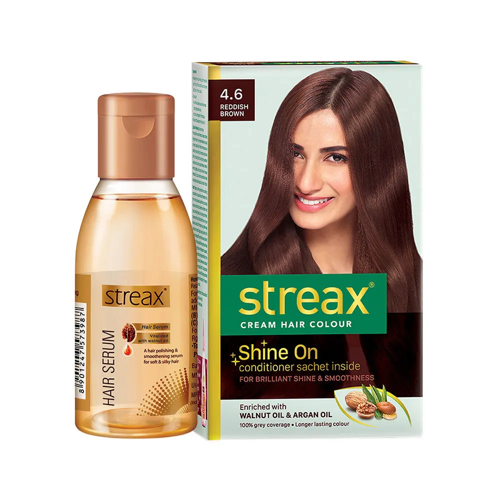 Streax Hair Colour - Reddish Brown 4.6 + Hair Serum