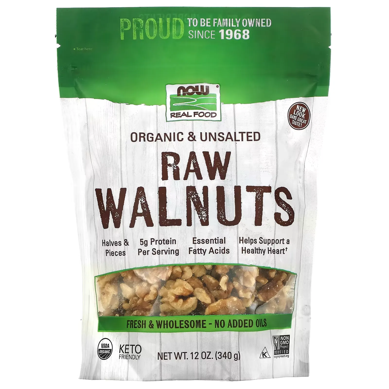 Real Food, Organic Raw Walnuts, Unsalted, 12 oz (340 g)