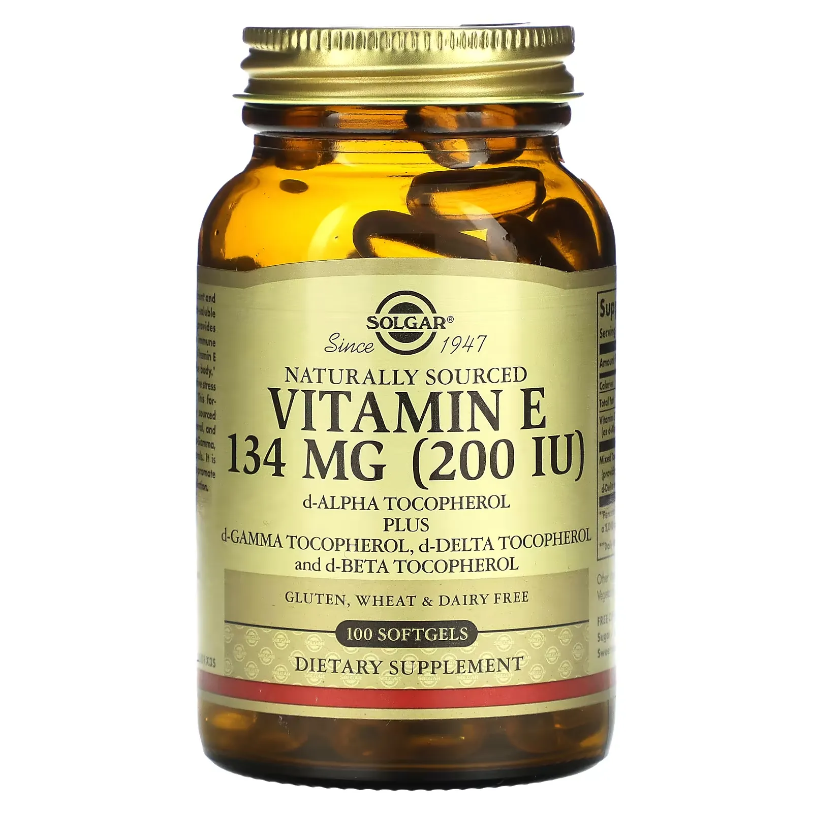 Naturally Sourced Vitamin E, 134 mg (200 IU), 100 Softgels