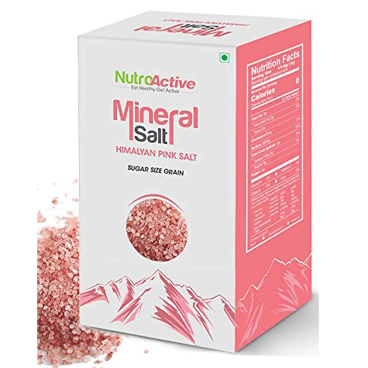 NutroActive Mineral Salt Himalayan Pink Salt Sugar Size Grain (1-2 mm)