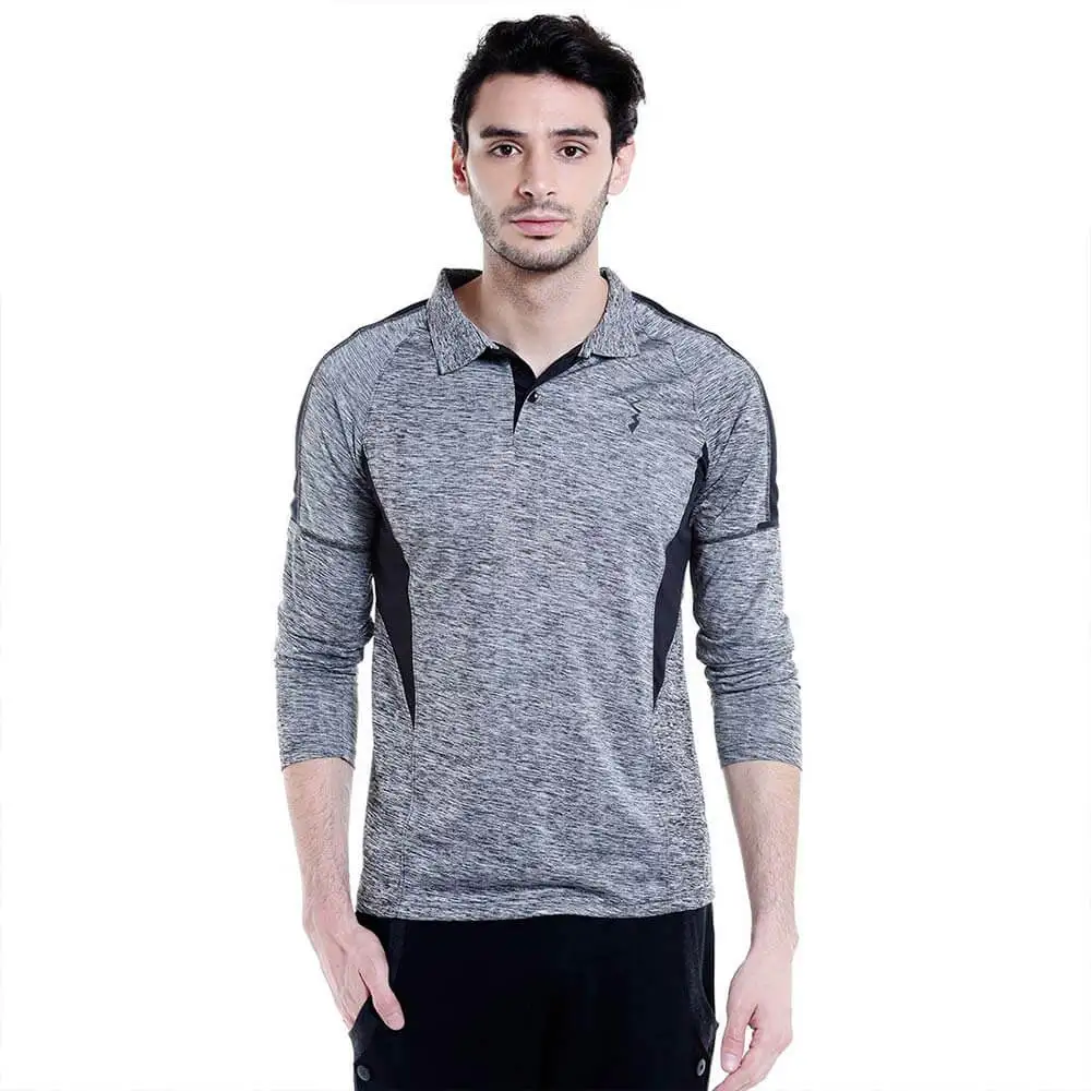 Campus Sutra Solid Men Polo Neck T Shirt,  Grey  Medium