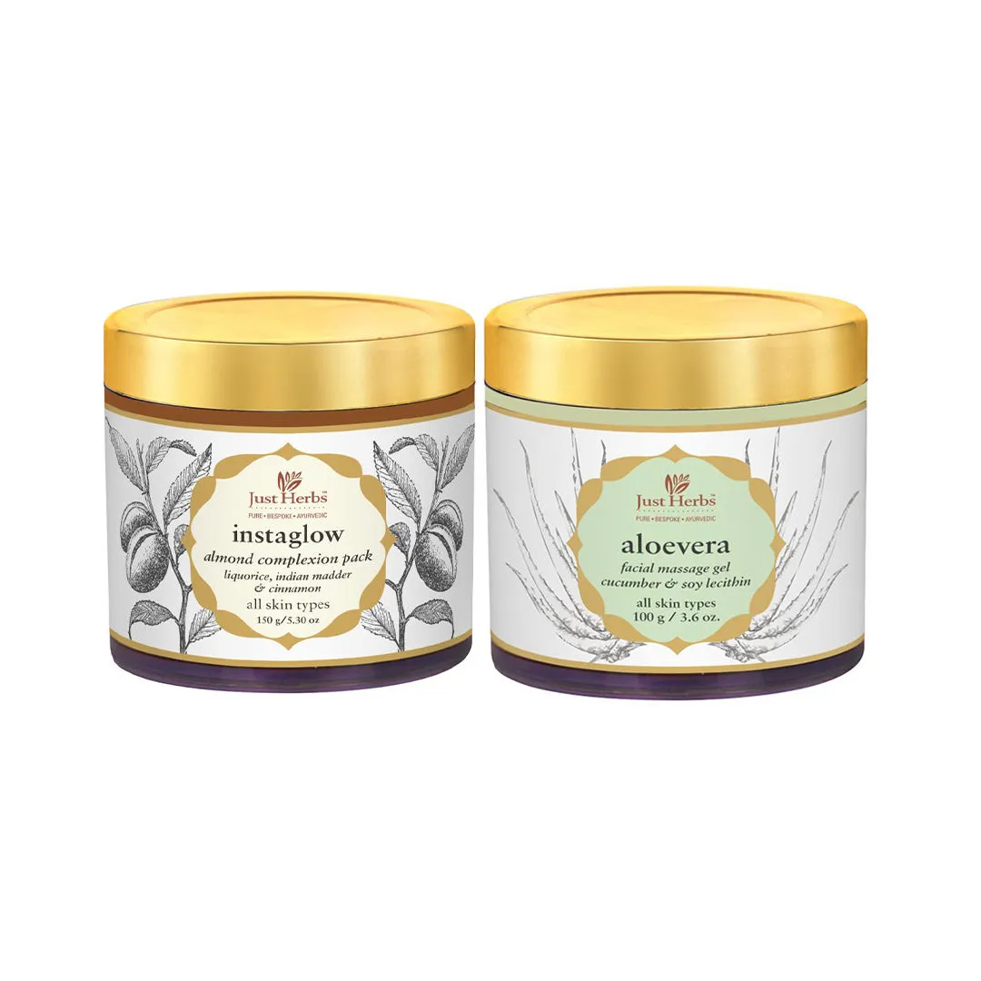 Just Herbs Glow Getter Almond Face Pack & Aloe Vera Gel Combo