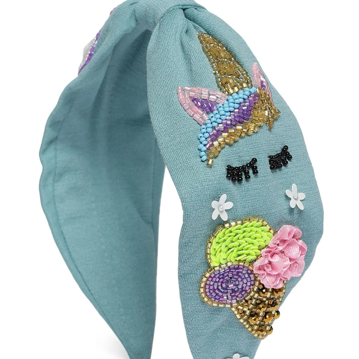 Elaa Elsa Headband In Blue Jersey With Embroidery - Icecream Cone